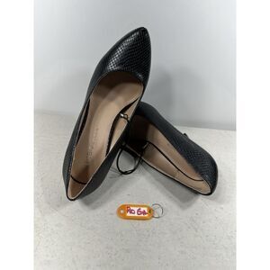 BCBGeneration Women's Party Formal Heels Black Snakeskin Pattern Size 8.5M New